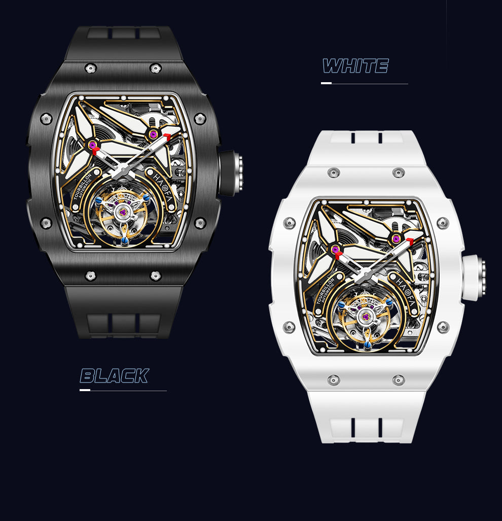HAOFA Ceramics Bezel Automatic Tourbillon 1901-2 Double Spring Watch
