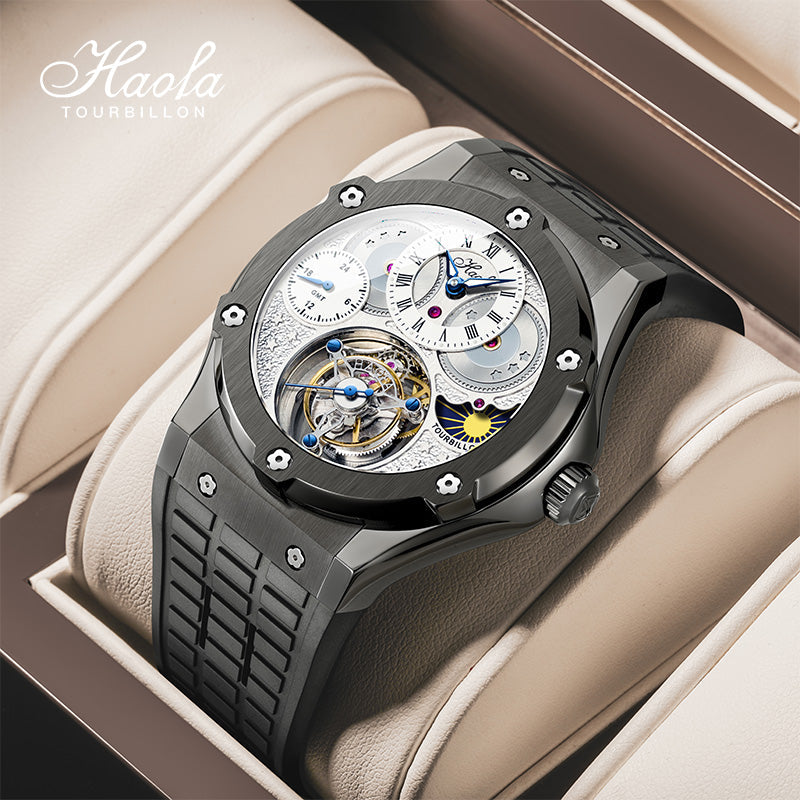HAOFA GMT Flying Manual Tourbillon Sapphire Mirror Watches 1919