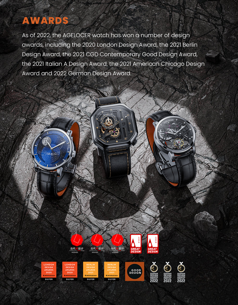 AGELOCER New Design Volcano Automatic Watch Sapphire Glass Power Reserve 80H Mechanical Watches Men's Stainless Steel Waterproof