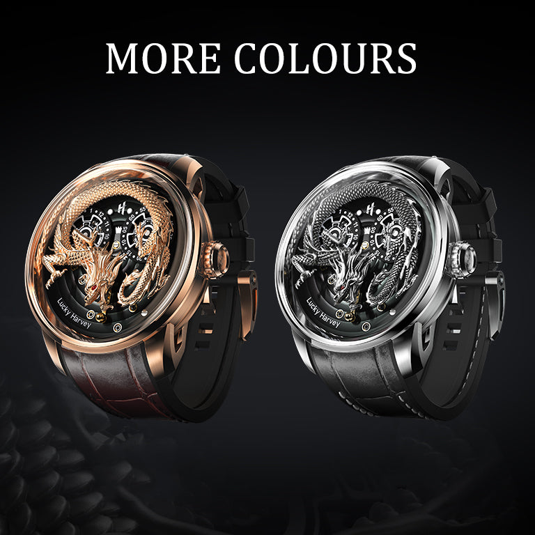 LUCKY HARVEY Dragon Automatic Watch Round Shaped Case Luminous