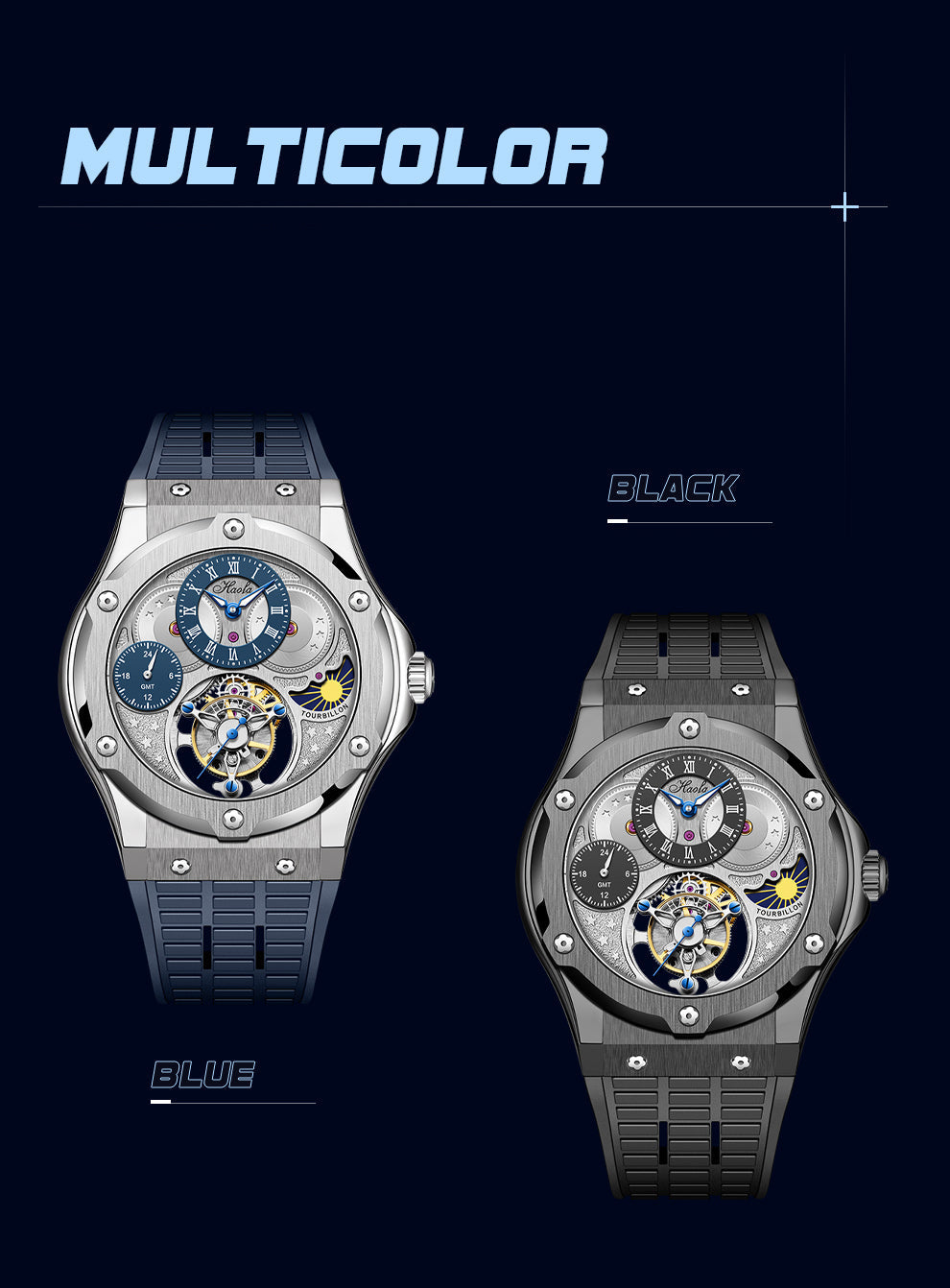 HAOFA GMT Flying Manual Tourbillon Sapphire Mirror Watches 1919
