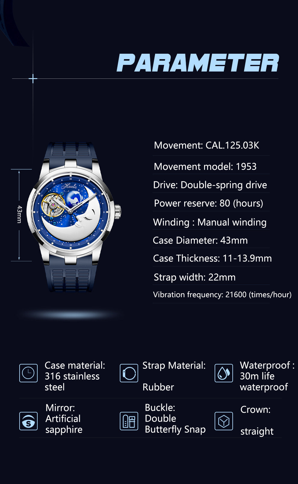 HAOFA Moon Carrousel 1953 Super Luminous Watch