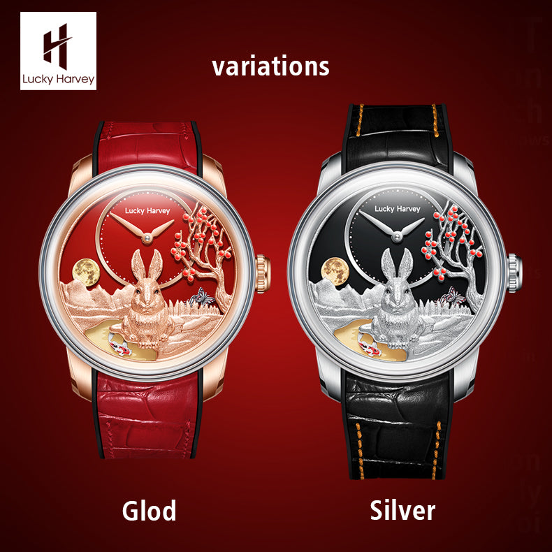 LUCKY HARVEY Rabbit Automatic Watch Round Shaped Case Luminous Limited Edition 588PCS