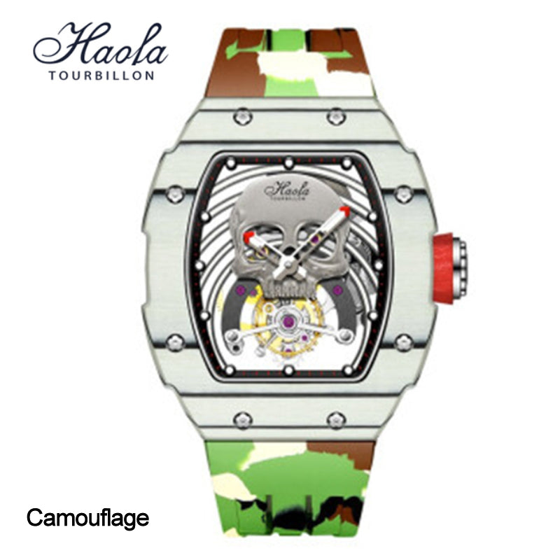 Haofa Skeleton Tourbillon Watches Carbon Fiber Bezel 1903-G