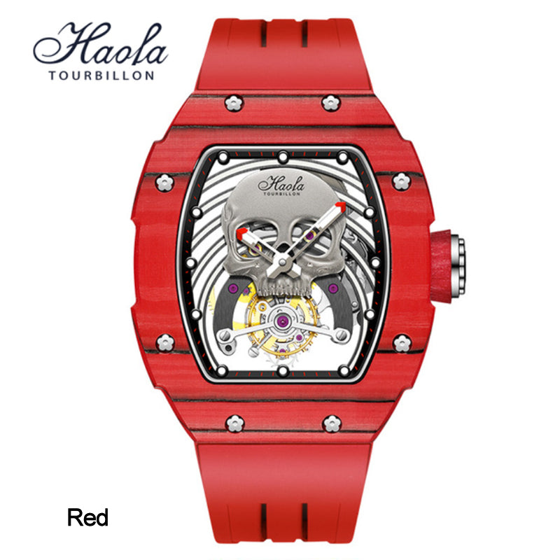 Haofa Skeleton Tourbillon Watches Carbon Fiber Bezel 1903-G