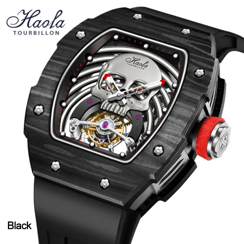 Haofa Skeleton Tourbillon Watches Carbon Fiber Bezel 1903-G