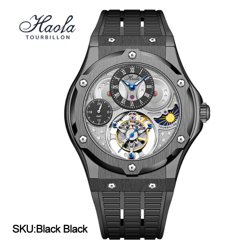 HAOFA GMT Flying Manual Tourbillon Sapphire Mirror Watches 1919