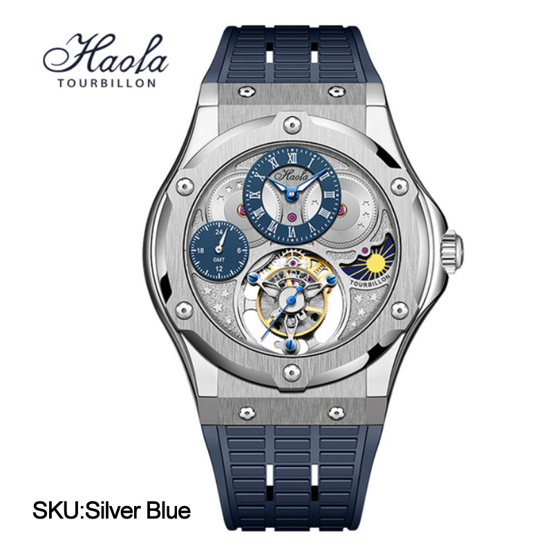 HAOFA GMT Flying Manual Tourbillon Sapphire Mirror Watches 1919