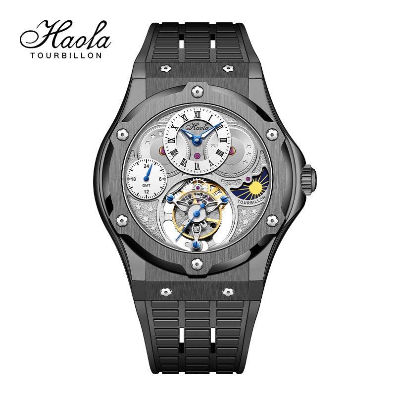 HAOFA GMT Flying Manual Tourbillon Sapphire Mirror Watches 1919