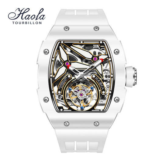 HAOFA Ceramics Bezel Automatic Tourbillon 1901-2 Double Spring Watch
