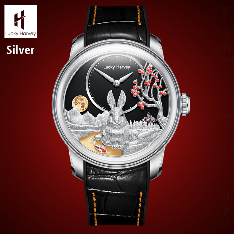 LUCKY HARVEY Rabbit Automatic Watch Round Shaped Case Luminous Limited Edition 588PCS