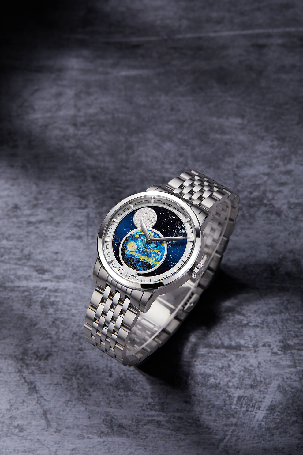 Automatic Moon Phase Watch Van Gogh Oil Painting Dial 6401