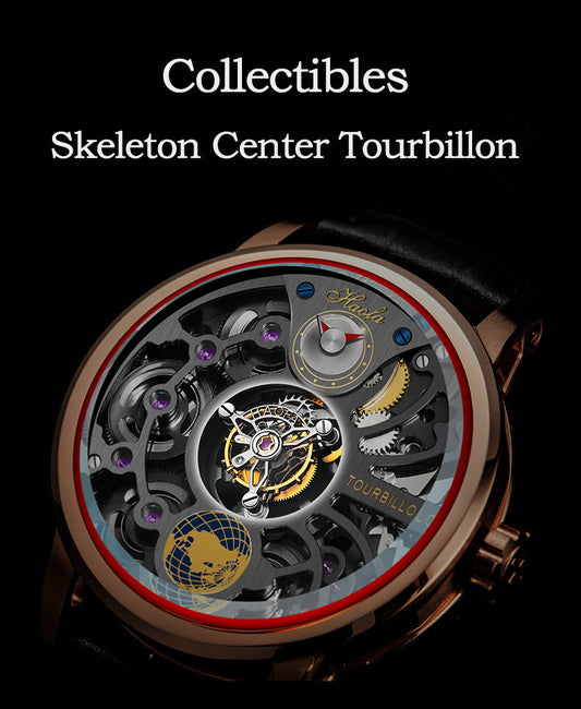 HAOFA 1938 Center Tourbillon Watch for Men 4 Barrel Tourbillon, 120 Hours Power Skeleton Mechanical Watch