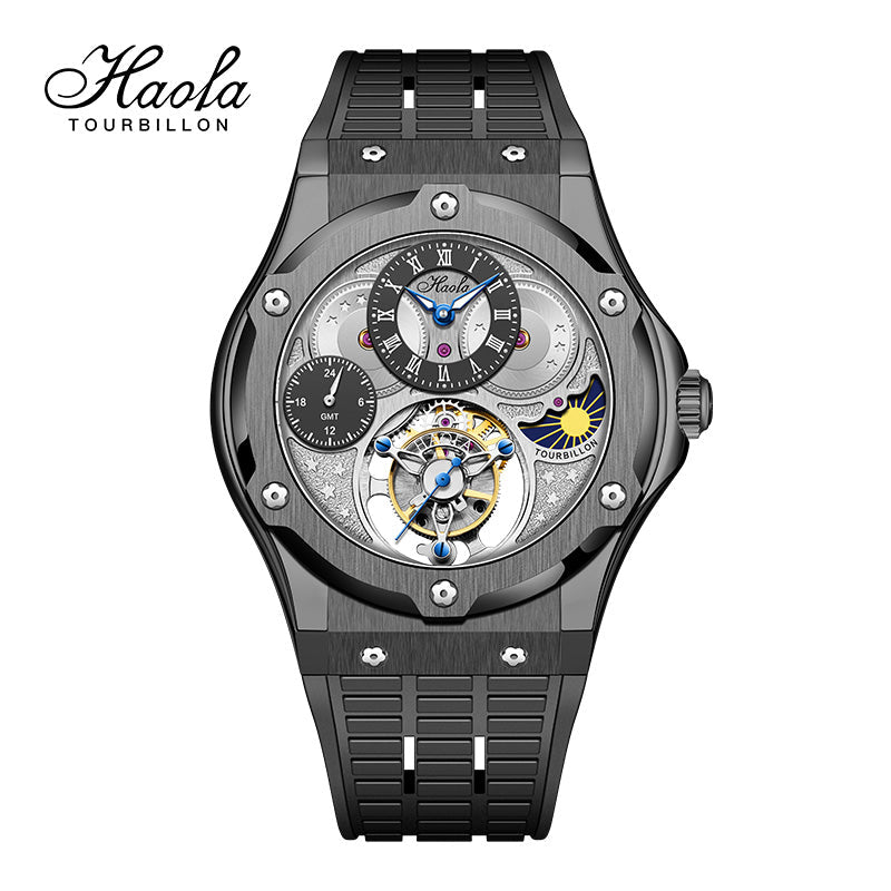 HAOFA GMT Flying Manual Tourbillon Sapphire Mirror Watches 1919