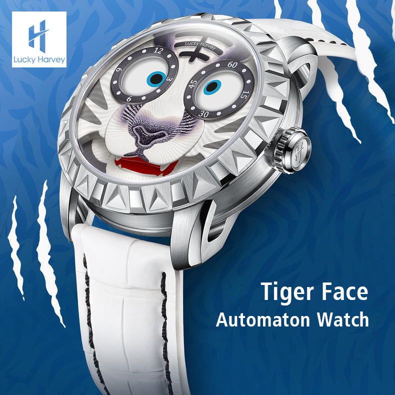 LUCKY HARVEY Tiger Automatic Watch Round Shaped Case Luminous Limited Edition(2022PCS)