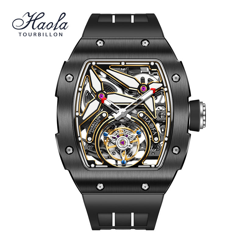HAOFA Ceramics Bezel Automatic Tourbillon 1901-2 Double Spring Watch