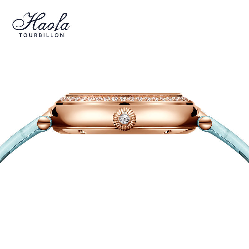 Haofa 2118 women lady Tourbillon watches Pearl dial mechanical watches Luxury Sapphire oval tourbillon movement