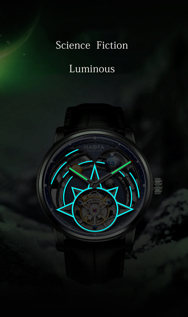 HAOFA 3D Galaxy Double Barrel Automatic Tourbillon (Gift Crystal Galaxy ball ) Model 2268