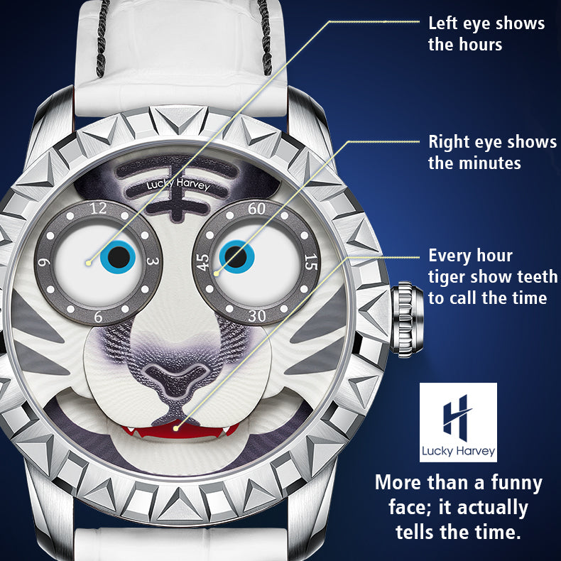 LUCKY HARVEY Tiger Automatic Watch Round Shaped Case Luminous Limited Edition(2022PCS)