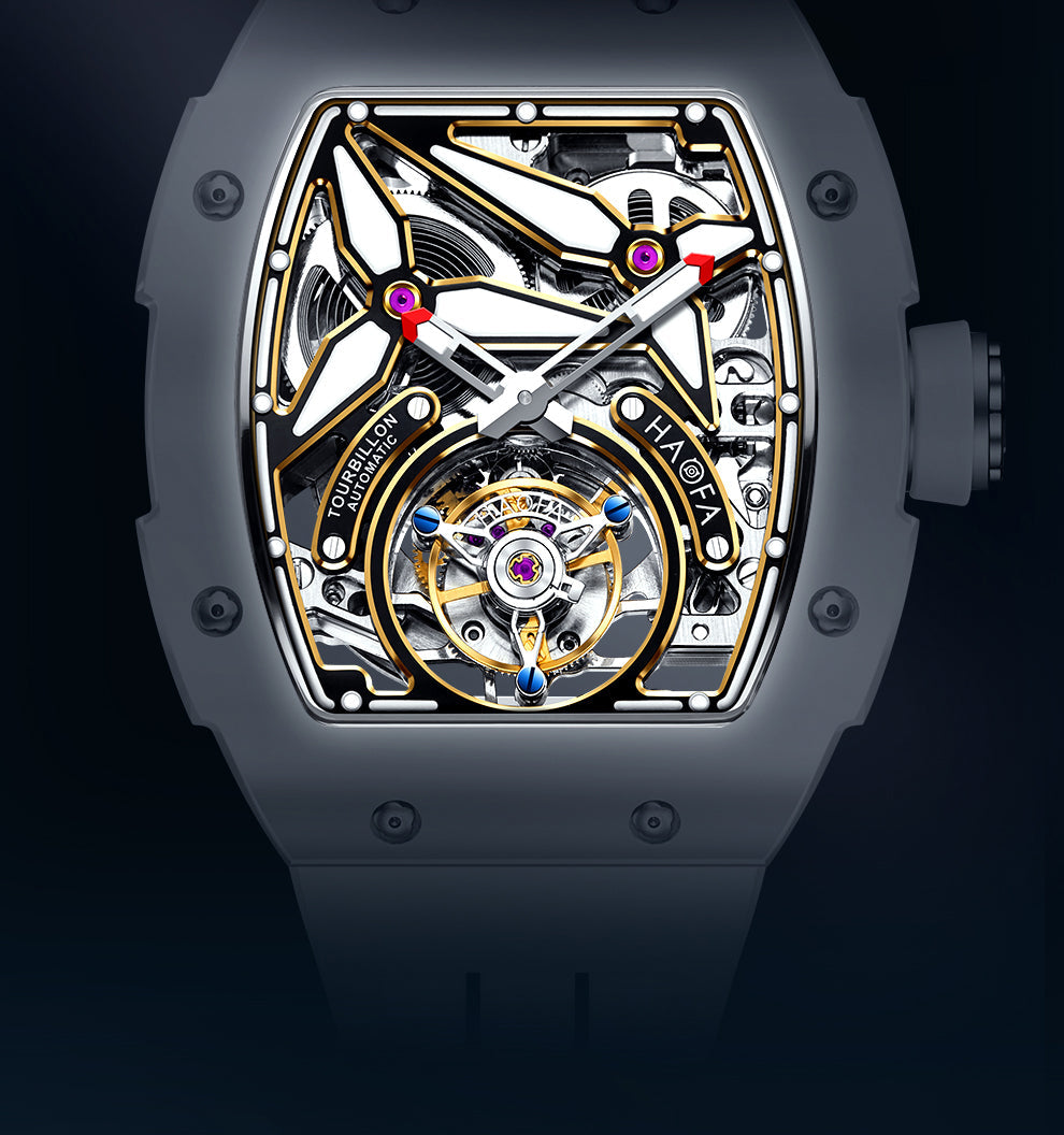 HAOFA Ceramics Bezel Automatic Tourbillon 1901-2 Double Spring Watch