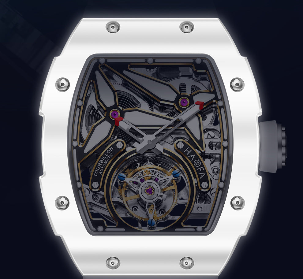 HAOFA Ceramics Bezel Automatic Tourbillon 1901-2 Double Spring Watch