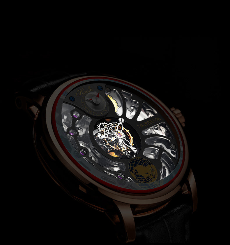 HAOFA 1938 Center Tourbillon Watch for Men 4 Barrel Tourbillon, 120 Hours Power Skeleton Mechanical Watch