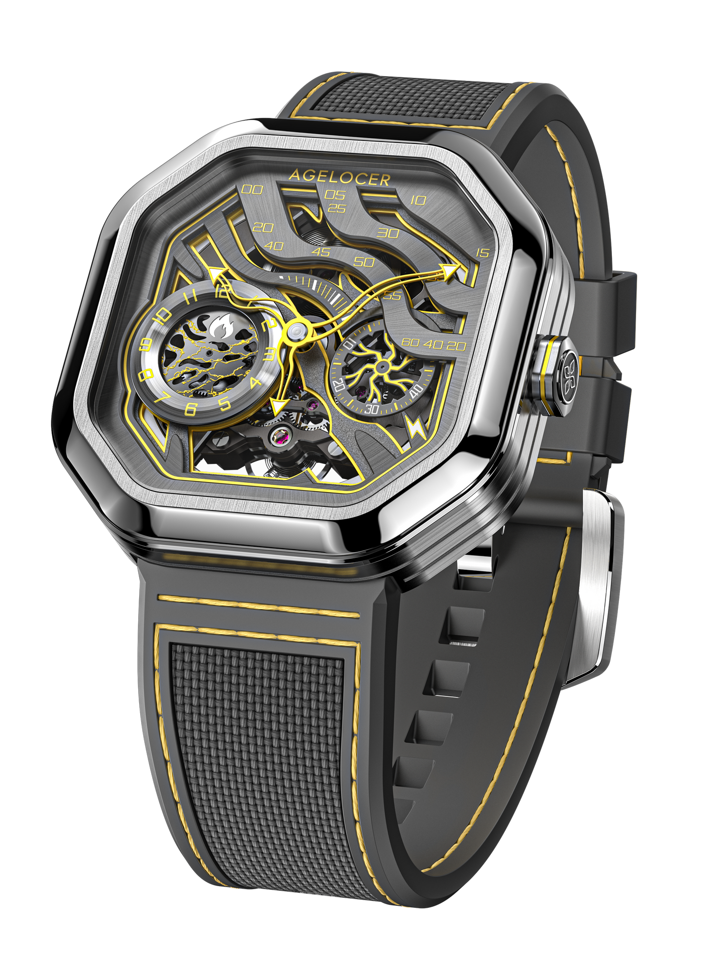 AGELOCER New Design Volcano Automatic Watch Sapphire Glass Power Reserve 80H Mechanical Watches Men's Stainless Steel Waterproof