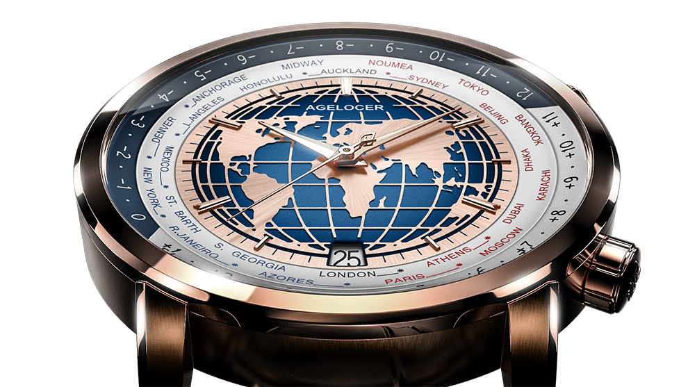 AGELOCER Automatic Watch Date Display World Time Series 5201A1 5201D2 5201E1 5201F2