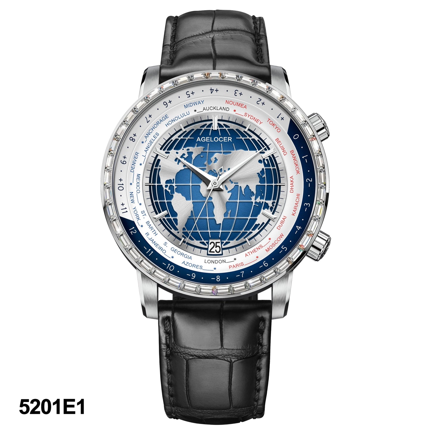 AGELOCER Automatic Watch Date Display World Time Series 5201A1 5201D2 5201E1 5201F2