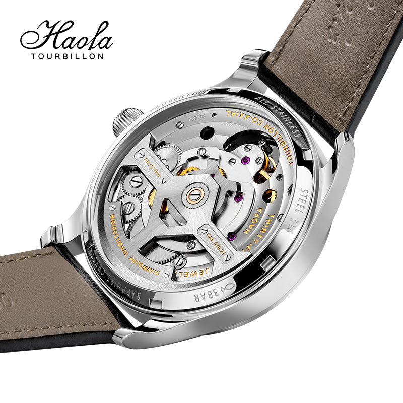 HAOFA 12'Clock Power Reserve Display Automatic Tourbillon Watch