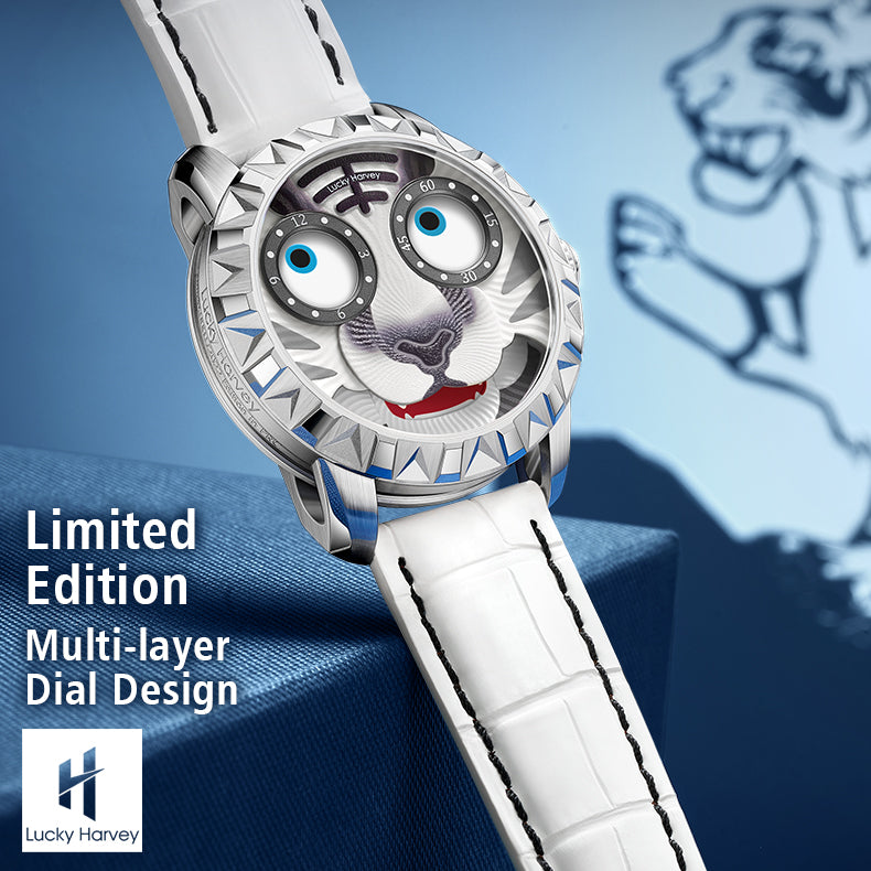 LUCKY HARVEY Tiger Automatic Watch Round Shaped Case Luminous Limited Edition(2022PCS)