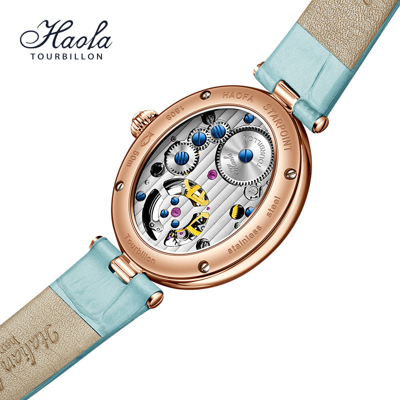 Haofa 2118 women lady Tourbillon watches Pearl dial mechanical watches Luxury Sapphire oval tourbillon movement