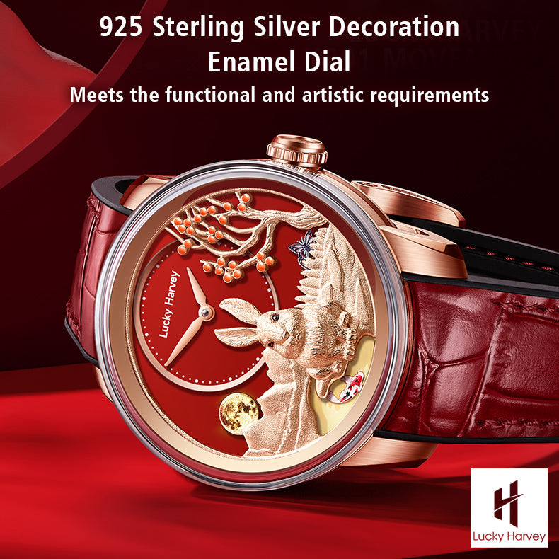 LUCKY HARVEY Rabbit Automatic Watch Round Shaped Case Luminous Limited Edition 588PCS