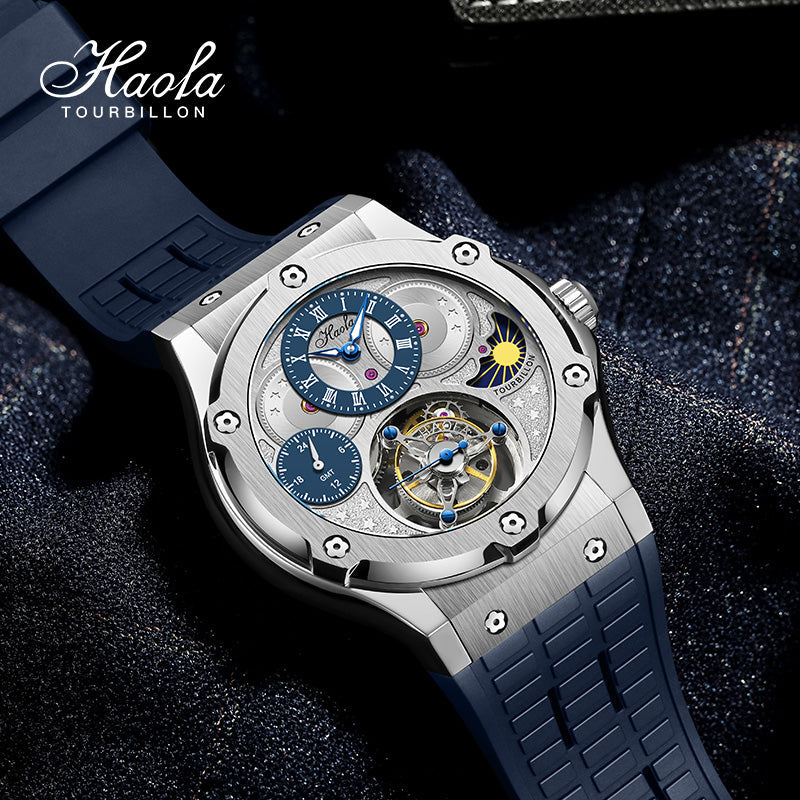 HAOFA GMT Flying Manual Tourbillon Sapphire Mirror Watches 1919