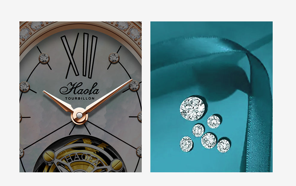 Haofa 2118 women lady Tourbillon watches Pearl dial mechanical watches Luxury Sapphire oval tourbillon movement
