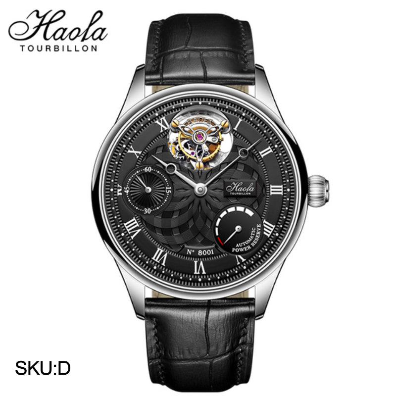 HAOFA 12'Clock Power Reserve Display Automatic Tourbillon Watch