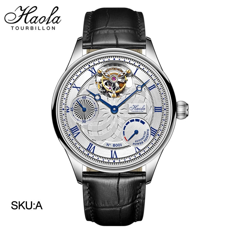 HAOFA 12'Clock Power Reserve Display Automatic Tourbillon Watch