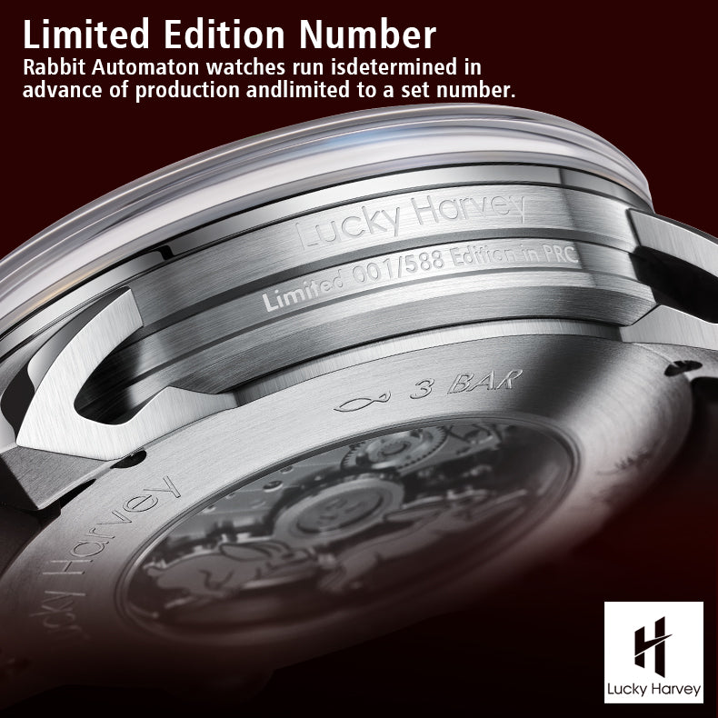 LUCKY HARVEY Rabbit Automatic Watch Round Shaped Case Luminous Limited Edition 588PCS