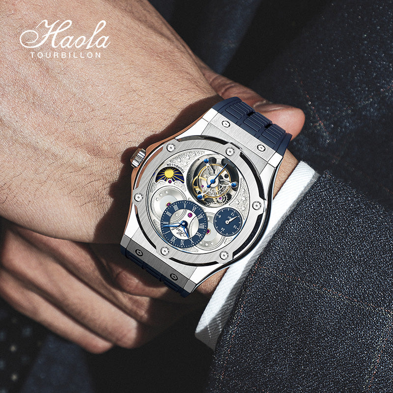 HAOFA GMT Flying Manual Tourbillon Sapphire Mirror Watches 1919