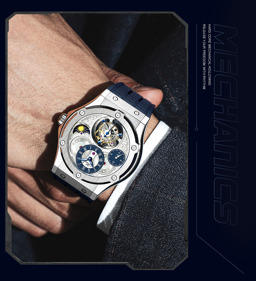 HAOFA GMT Flying Manual Tourbillon Sapphire Mirror Watches 1919