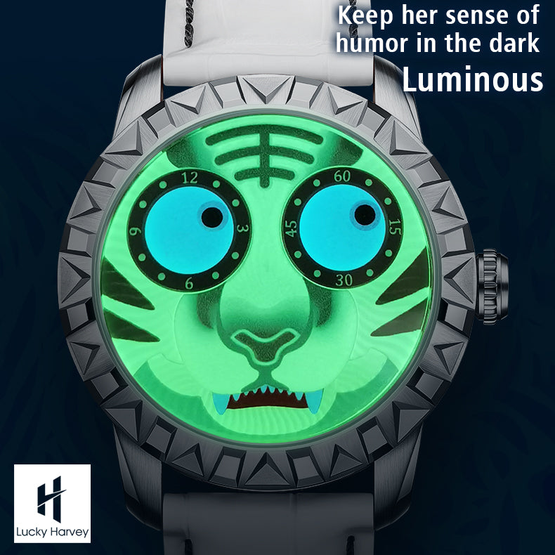 LUCKY HARVEY Tiger Automatic Watch Round Shaped Case Luminous Limited Edition(2022PCS)
