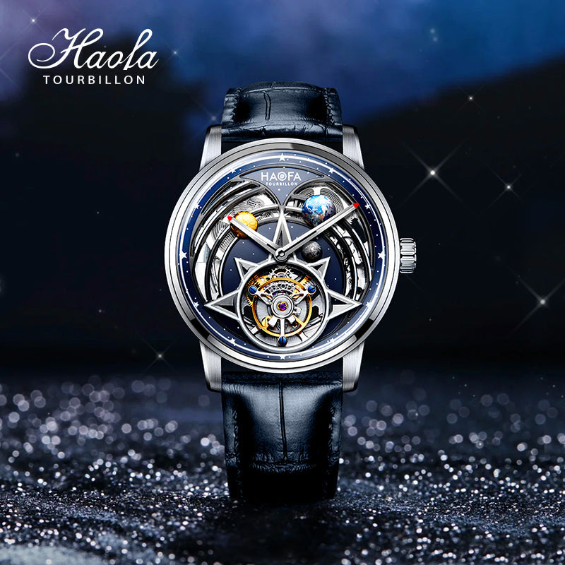 HAOFA 3D Galaxy Double Barrel Automatic Tourbillon (Gift Crystal Galaxy ball ) Model 2268