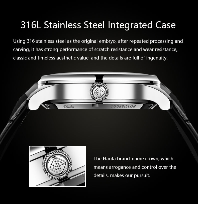 HAOFA 12'Clock Power Reserve Display Automatic Tourbillon Watch