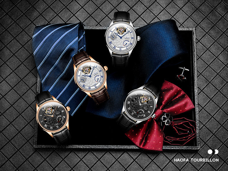 HAOFA 12'Clock Power Reserve Display Automatic Tourbillon Watch