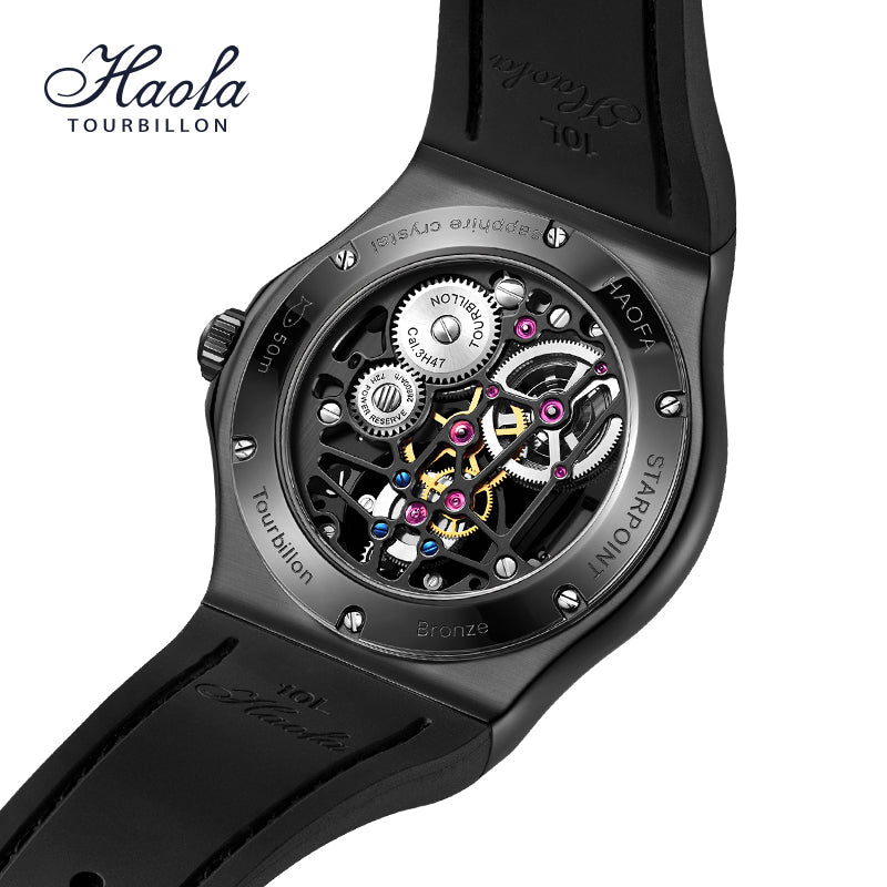 HAOFA Double Barrel Tourbillon 1917 Watch 72 Hours Power Convex Sapphire Mirror