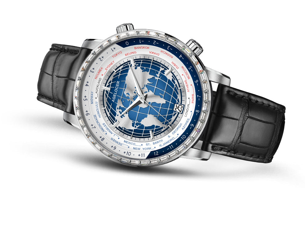 AGELOCER Automatic Watch Date Display World Time Series 5201A1 5201D2 5201E1 5201F2