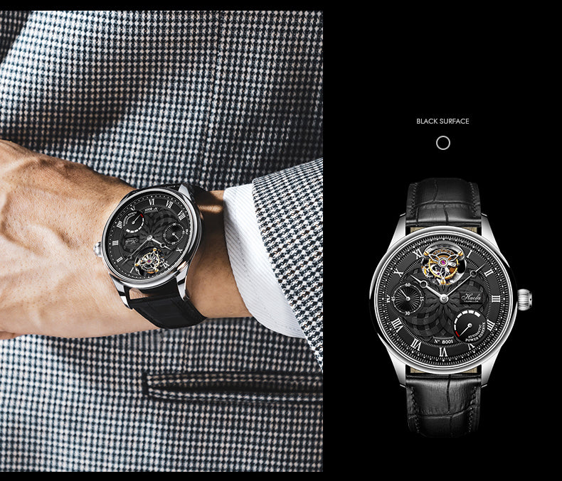 HAOFA 12'Clock Power Reserve Display Automatic Tourbillon Watch