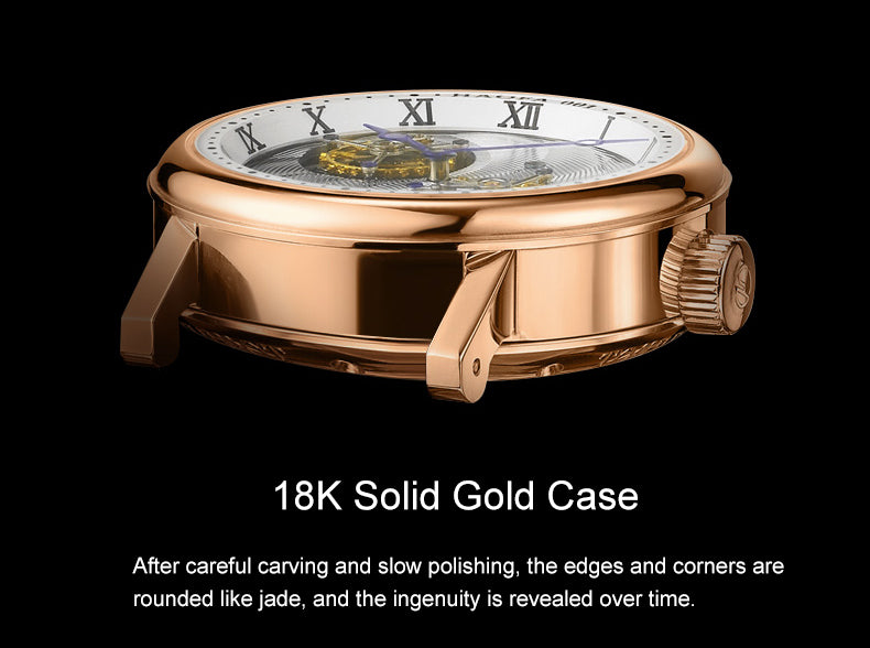 Hoafa Luxury Double Tourbillon And One Carrousel Flywheel Tourbillon Mechanical Watch For Men Sapphire 18K Real Gold Mens Watch Limited Edition