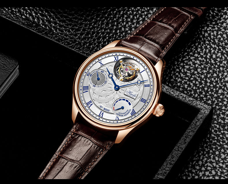 HAOFA 12'Clock Power Reserve Display Automatic Tourbillon Watch