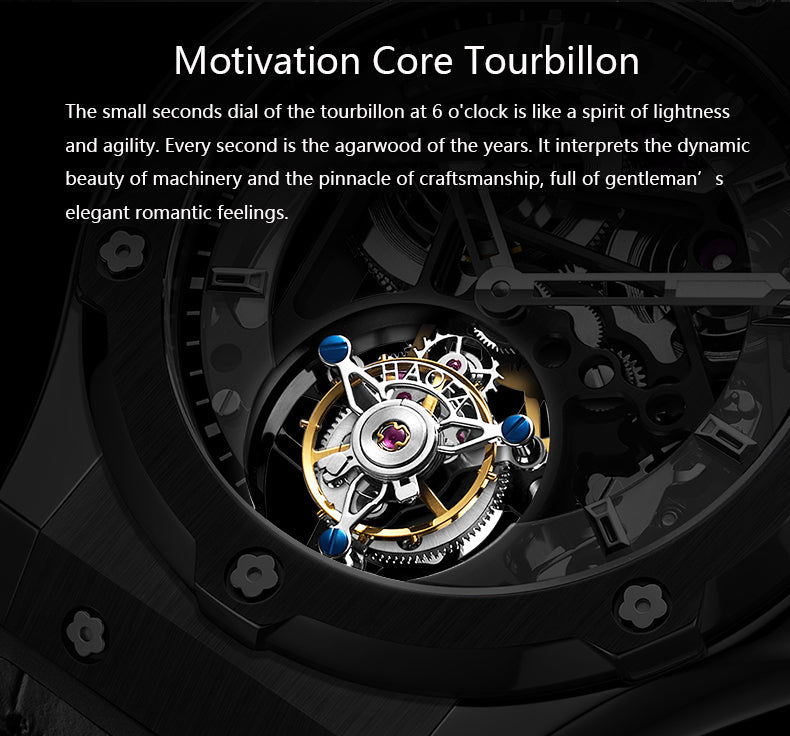HAOFA Double Barrel Tourbillon 1917 Watch 72 Hours Power Convex Sapphire Mirror